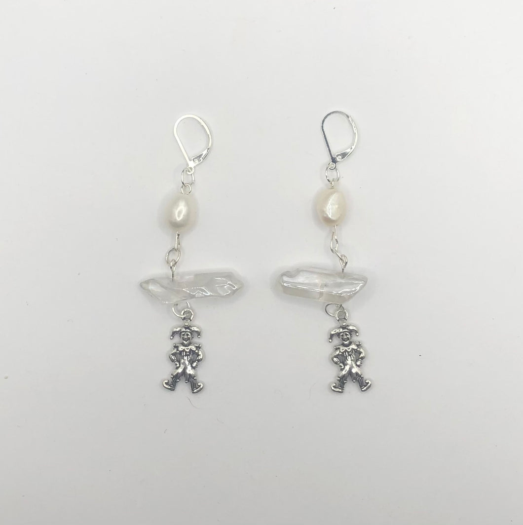 quartz jester earrings